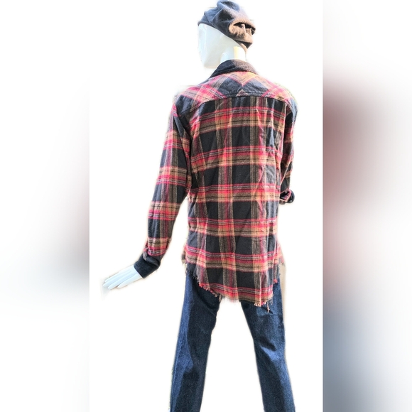 ORO Made In Los Angeles Red Plaid Shirt, Side Zip Pockets, Unisex Xl Wom, MED M - Picture 4 of 13